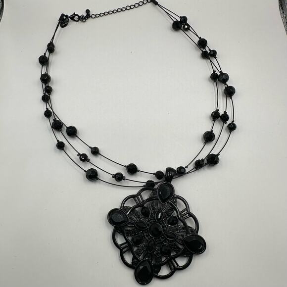 Lia Sophia Black Moonstruck Detachable Pendant Necklace - Picture 1 of 10